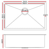 Cefito 70cm x 45cm Stainless Steel Kitchen Sink Under/Top/Flush Mount Black